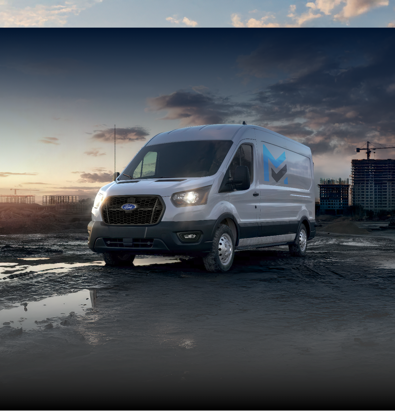 Ford Transit van at a construction worksite